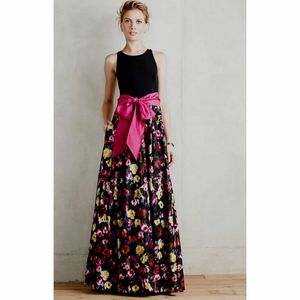 Anthropologie Moulinette Soeurs French Fields Floral Gown Formal Maxi Black Pink